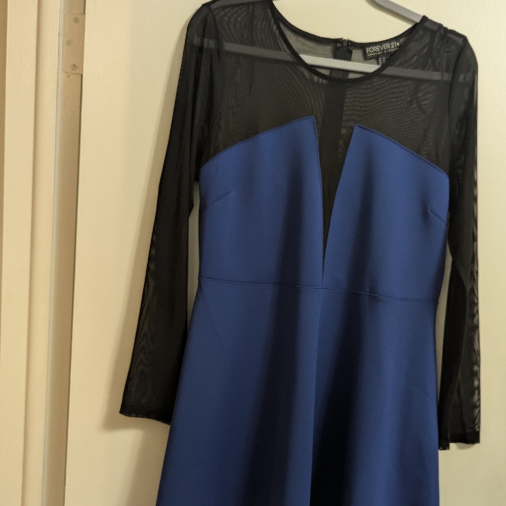 Forever 21+ 1X black and royal blue party dress